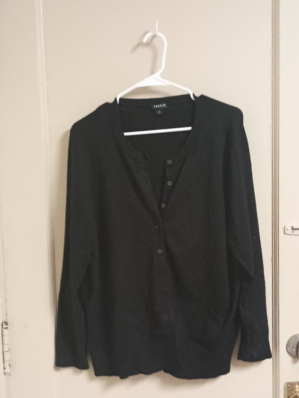 TORRID Black Cotton Long Sleeve Front Button-Down Cardigan Sweater Size XL
